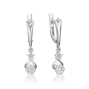 Серьги с английским замком из белого золота с бриллиантами 02-0913-00-101-1120-30