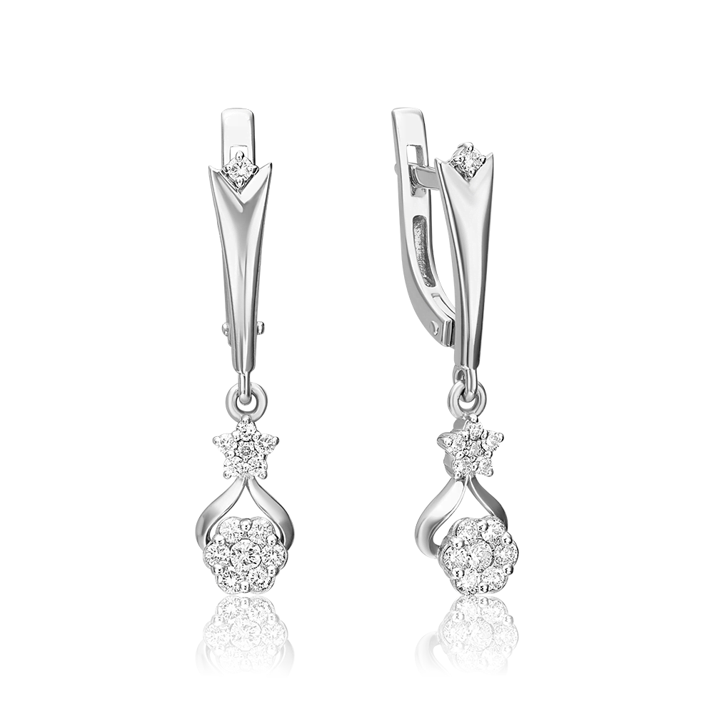 Серьги с английским замком из белого золота с бриллиантами 02-0913-00-101-1120-30