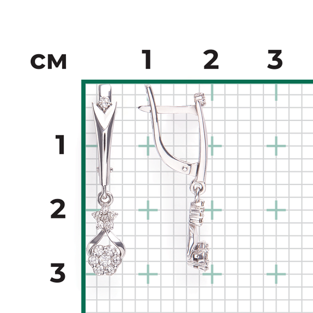 Серьги с английским замком из белого золота с бриллиантами 02-0913-00-101-1120-30