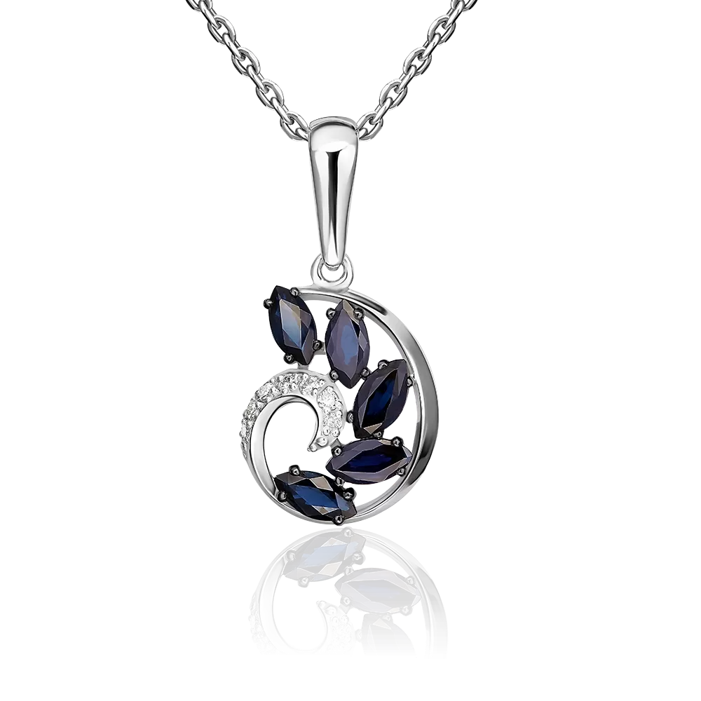 Подвеска из белого золота с сапфирами и бриллиантами 03-0527-00-105-1120-30