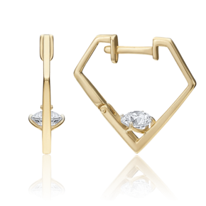 Серьги с английским замком из лимонного золота с фианитом 02-4496-00-501-1130-38