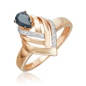 Кольцо из красного золота с сапфиром и бриллиантами 01-5739-00-105-1110