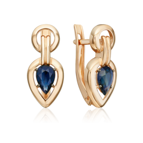 Серьги с английским замком из красного золота с сапфиром 02-5467-00-102-1110