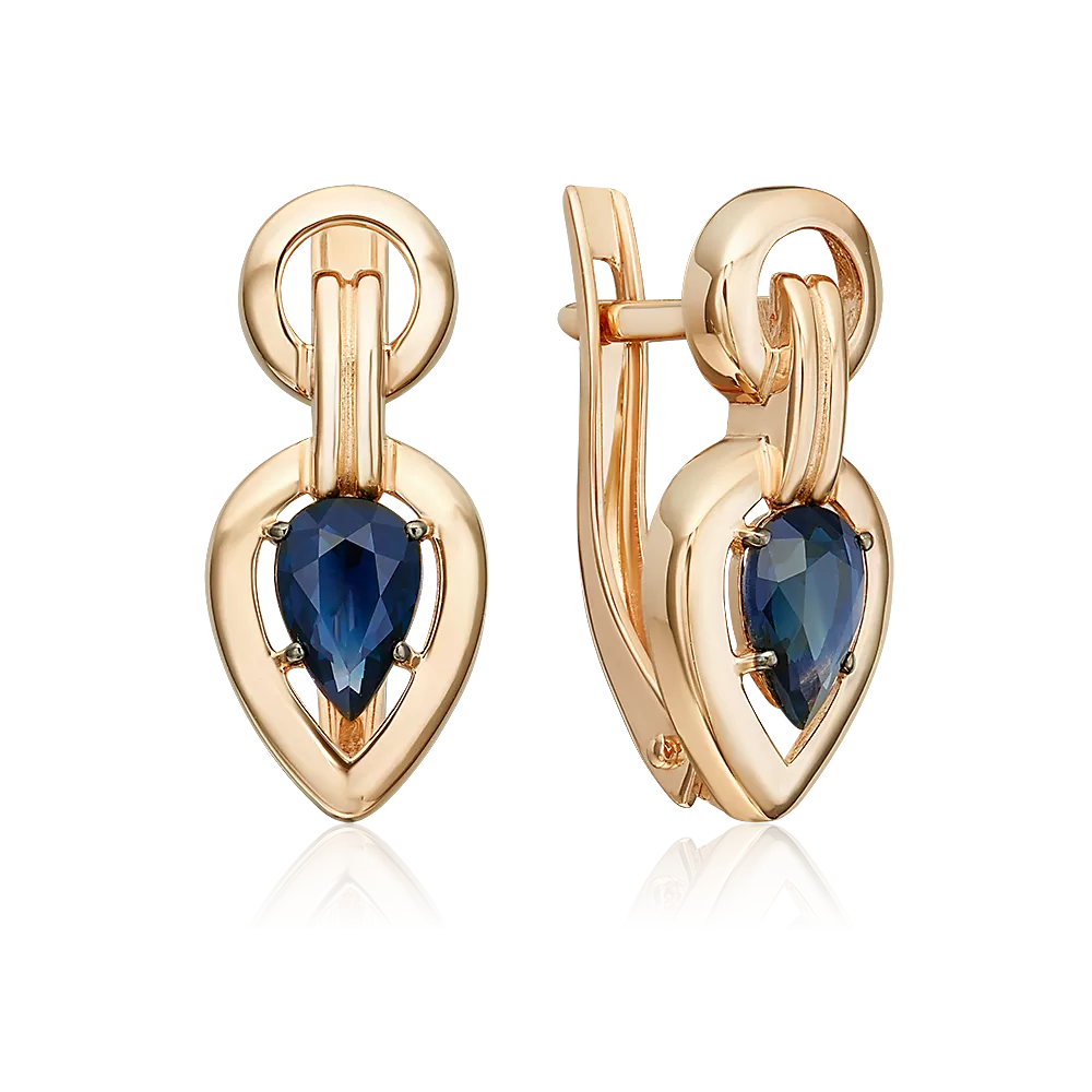 Серьги с английским замком из красного золота с сапфиром 02-5467-00-102-1110