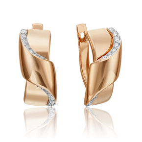 Серьги с английским замком из красного золота с фианитами 02-4594-00-401-1110-23