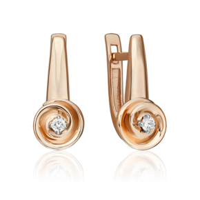 Серьги с английским замком из комбинированного золота с бриллиантом