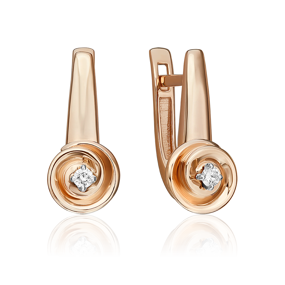 Серьги с английским замком из комбинированного золота с бриллиантом 02-5347-00-101-1111