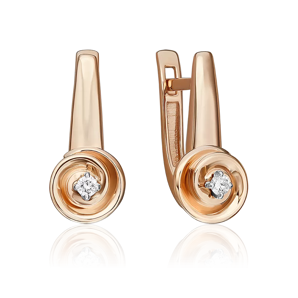Серьги с английским замком из комбинированного золота с бриллиантом 02-5347-00-101-1111