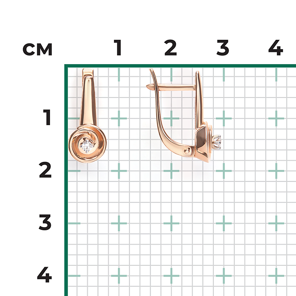 Серьги с английским замком из комбинированного золота с бриллиантом 02-5347-00-101-1111