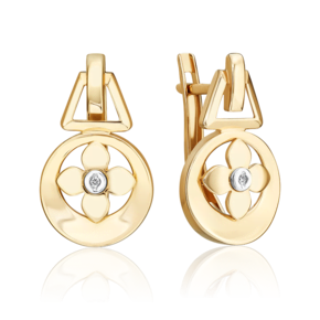 Серьги с английским замком из комбинированного золота с бриллиантом 02-5006-00-101-1121