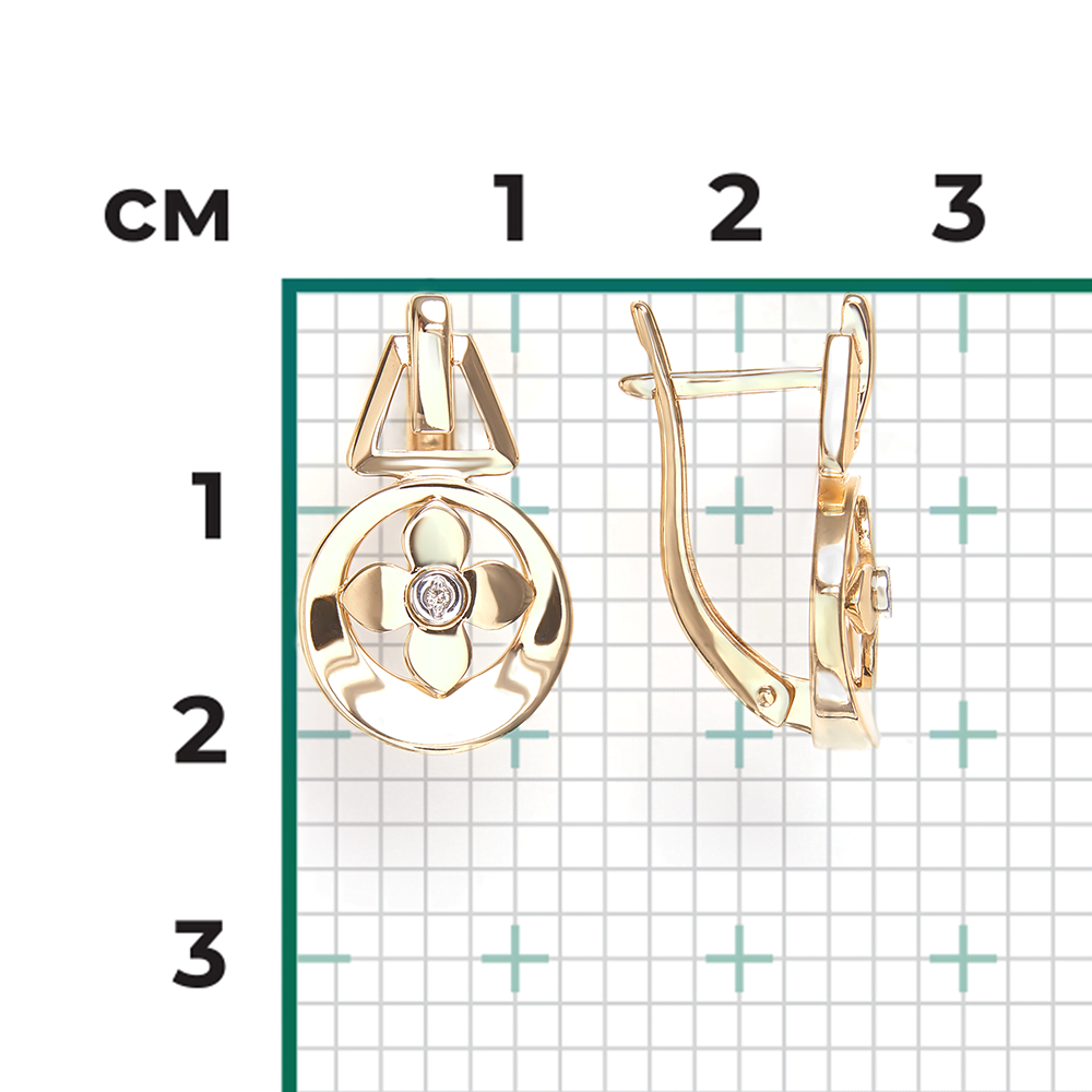 Серьги с английским замком из комбинированного золота с бриллиантом 02-5006-00-101-1121