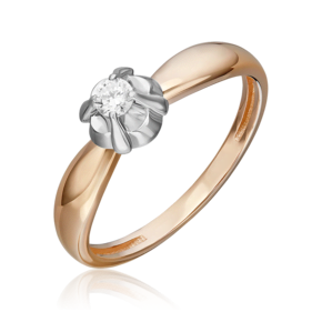 Кольцо из комбинированного золота с бриллиантом 01-5811-00-101-1111