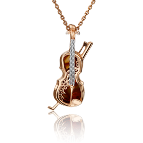 Подвеска «Скрипка» из красного золота с янтарём 03-2915-00-271-1110-46
