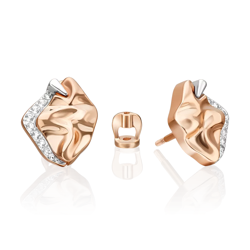 Серьги-пусеты «Загадочность» из красного золота с натуральными топазами white 02-5099-00-201-1110