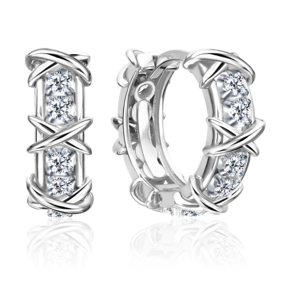 Серьги с английским замком из белого золота с фианитами 02-5548-00-401-1120