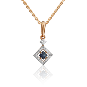 Подвеска из красного золота с сапфиром и бриллиантами 03-0506-00-105-1110-30