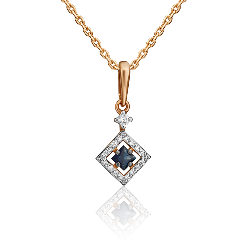 Подвеска из красного золота с сапфиром и бриллиантами 03-0506-00-105-1110-30