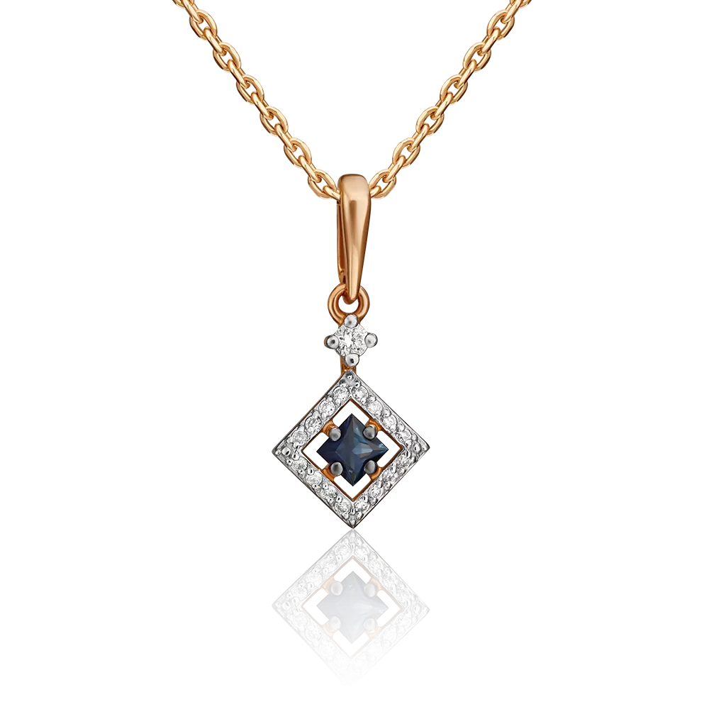 Подвеска из красного золота с сапфиром и бриллиантами 03-0506-00-105-1110-30