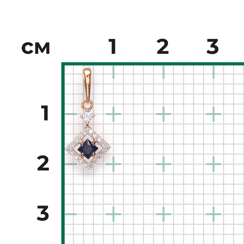 Подвеска из красного золота с сапфиром и бриллиантами 03-0506-00-105-1110-30