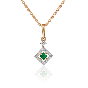 Подвеска из красного золота с изумрудом и бриллиантами 03-0506-00-106-1110-30