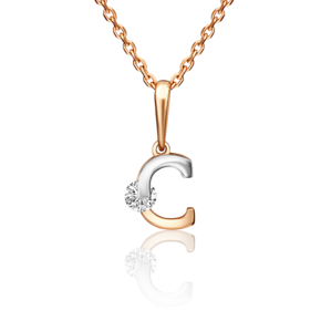 Подвеска «Буква С» из комбинированного золота с фианитом 03-3119-С-401-1111