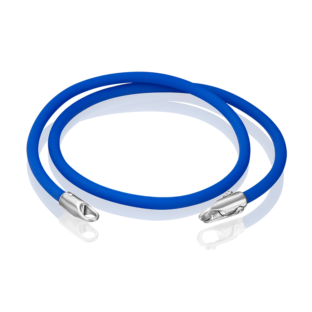 Браслет-соул из серебра с синим полиуретановым шнуром 05-0763-01-000-0200