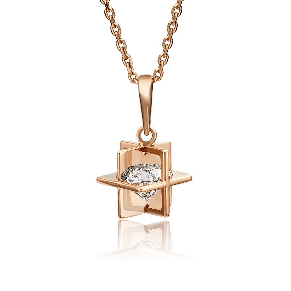 Подвеска из красного золота с фианитом 03-3054-00-501-1110-67