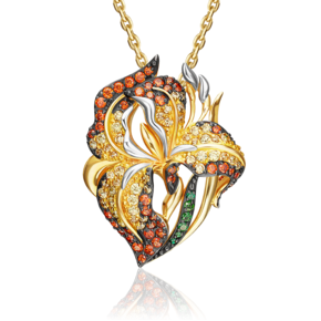 Подвеска «Ирис» из лимонного золота с фианитами