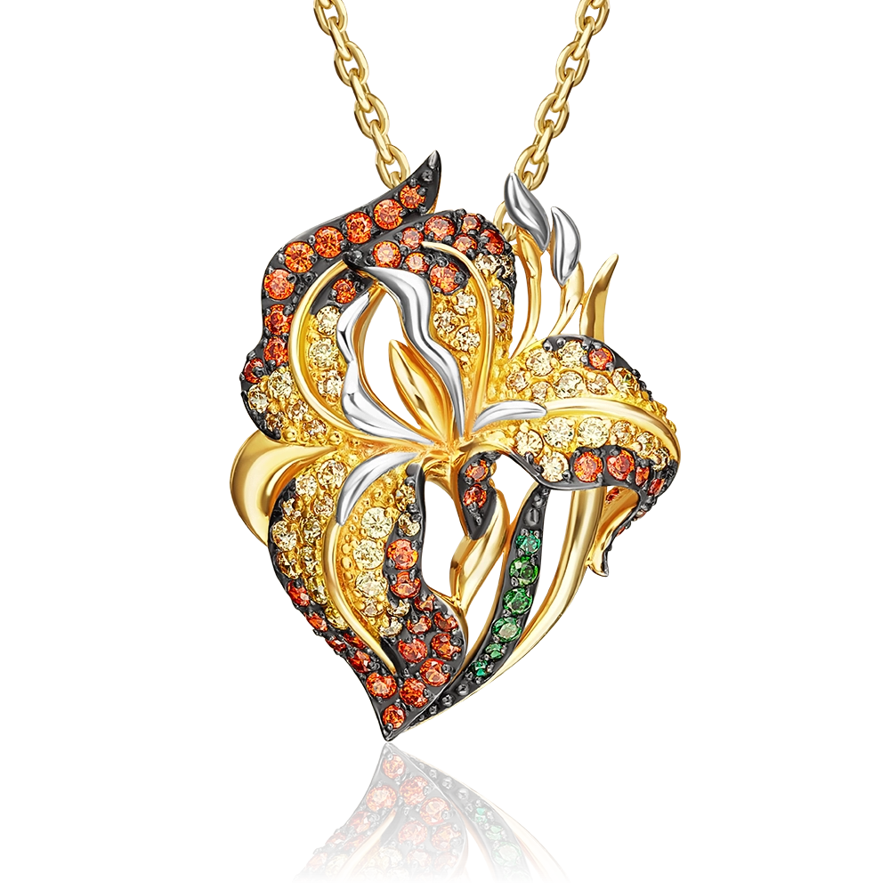 Подвеска «Ирис» из лимонного золота с фианитами 03-2476-02-404-1130-53