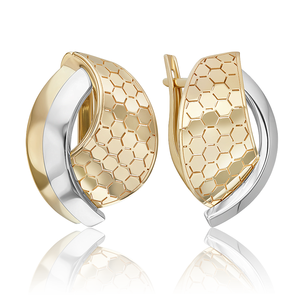 Серьги с английским замком из комбинированного золота 02-5277-00-000-1121
