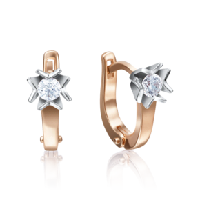 Серьги с английским замком из комбинированного золота с бриллиантом 02-4169-00-101-1111-30