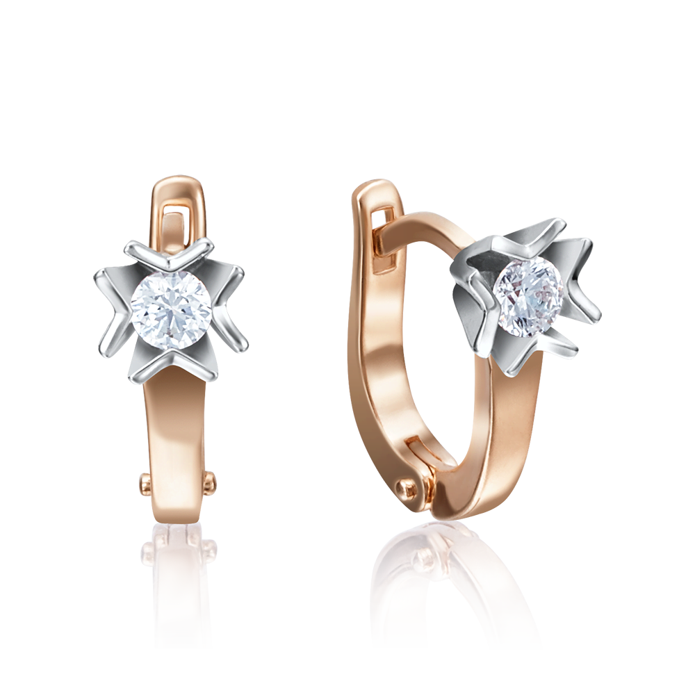 Серьги с английским замком из комбинированного золота с бриллиантом 02-4169-00-101-1111-30