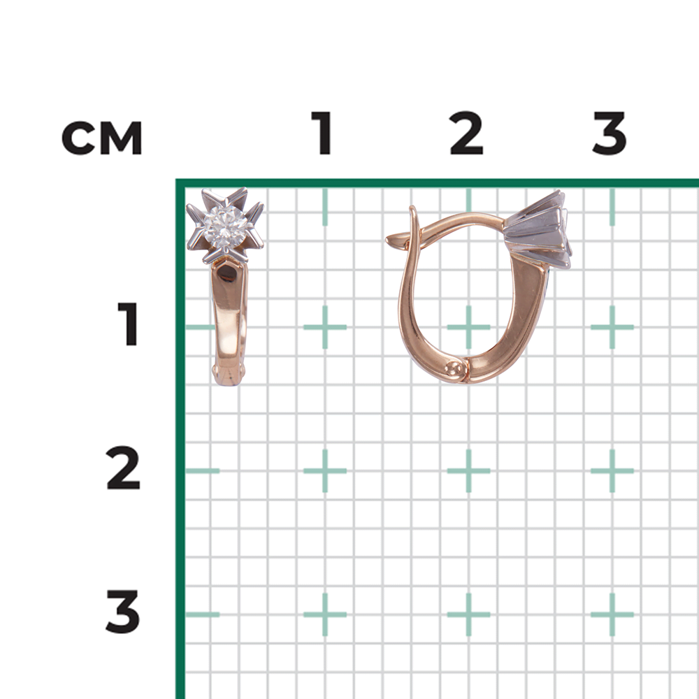 Серьги с английским замком из комбинированного золота с бриллиантом 02-4169-00-101-1111-30