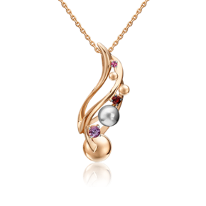 Подвеска «Кометы» из комбинированного золота с аметистом и гранатами 03-3239-00-257-1111-76