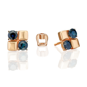 Серьги-пусеты из красного золота с сапфирами 02-5492-00-102-1110