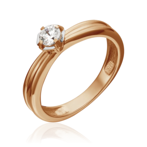 Помолвочное кольцо из красного золота с фианитом 01-5257-00-401-1110