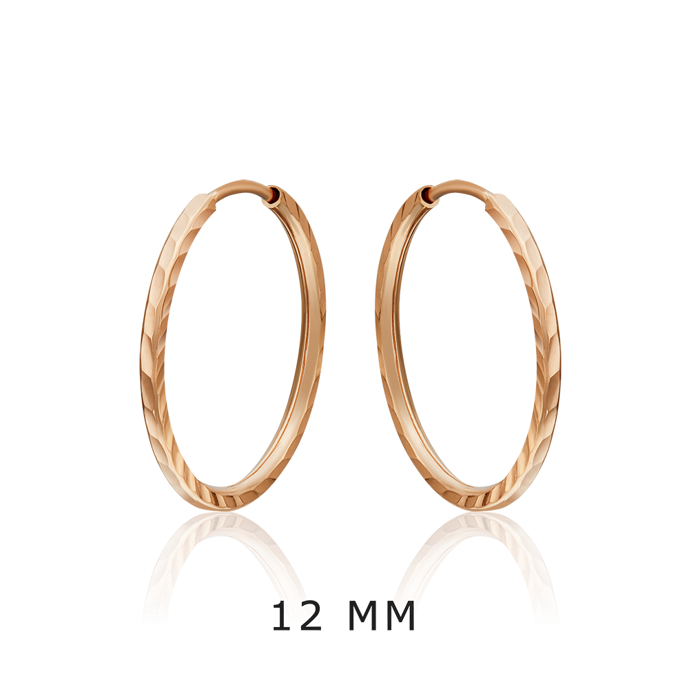 Серьги-конго из красного золота с алмазной гранью 02-0074-32-000-1110-19