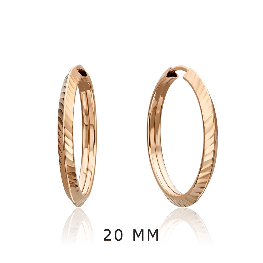 Серьги-конго из красного золота с алмазной гранью 02-0074-41-000-1110-19