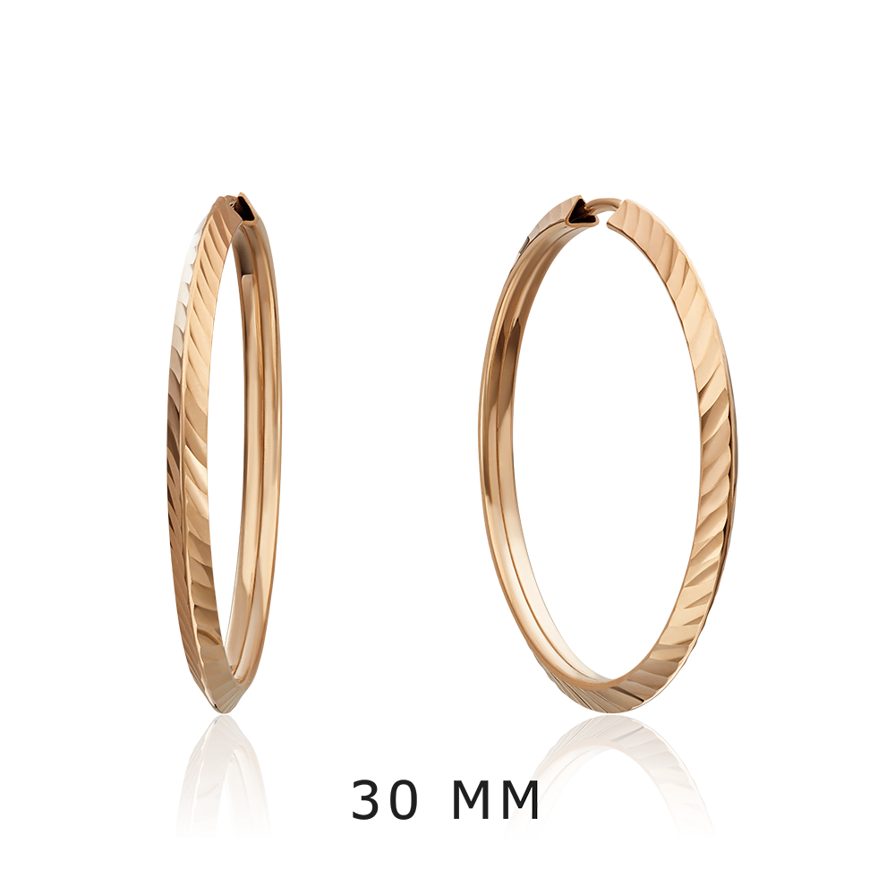 Серьги-конго из красного золота с алмазной гранью 02-0074-42-000-1110-19