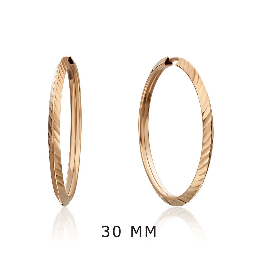 Серьги-конго из красного золота с алмазной гранью 02-0074-42-000-1110-19