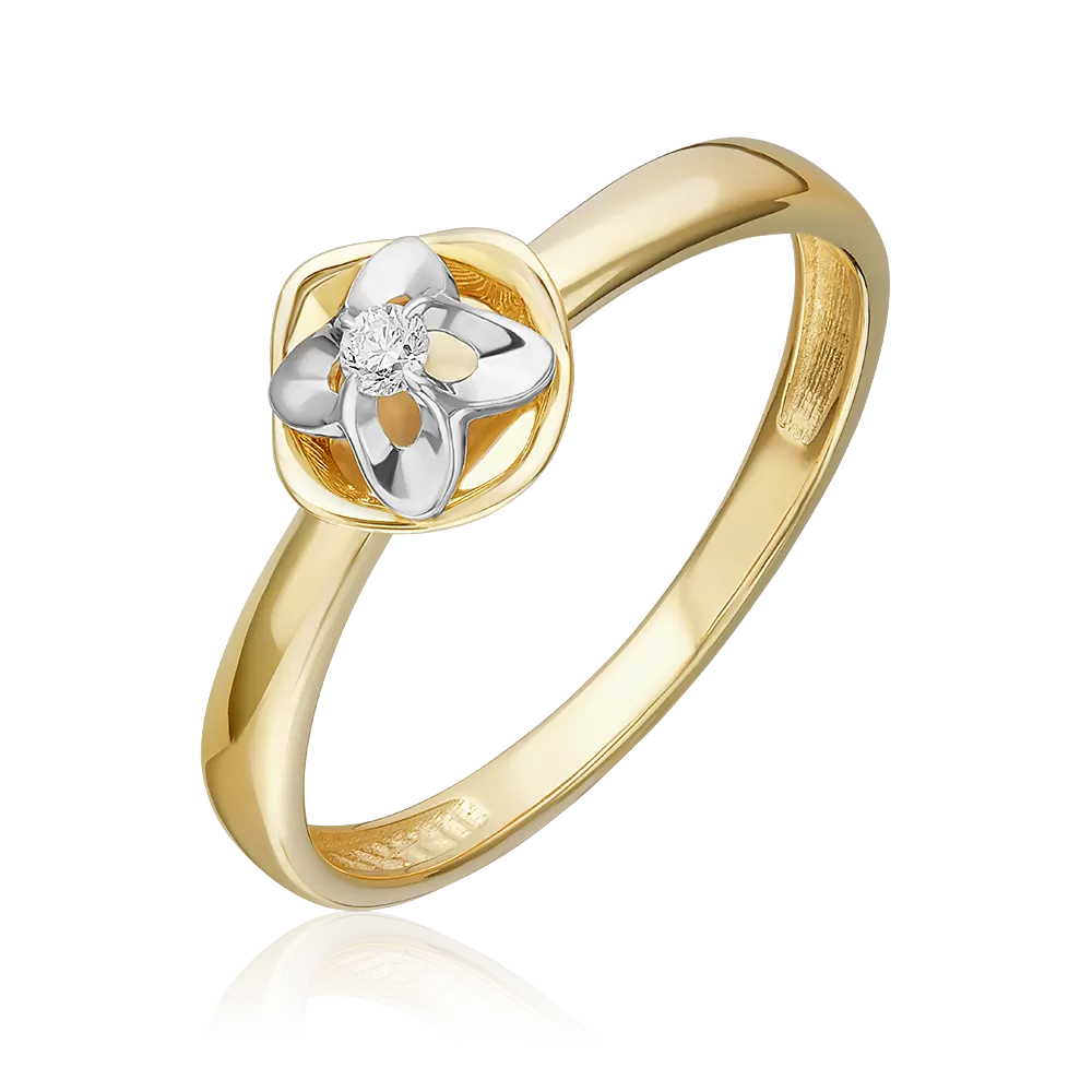 Кольцо из комбинированного золота с бриллиантом 01-5802-00-101-1121