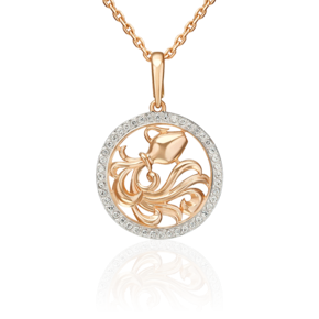 Подвеска «Знак зодиака Водолей» из красного золота с фианитами 03-3641-10-401-1110