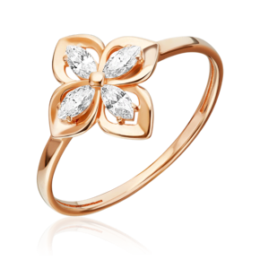 Кольцо из красного золота с фианитами