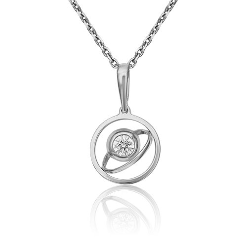 Подвеска из белого золота с фианитом 03-3087-00-501-1120-38