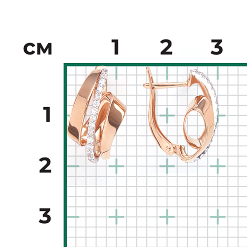 Серьги с английским замком из комбинированного золота с фианитами 02-4562-00-401-1111-24