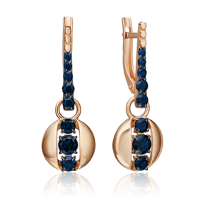 Серьги с английским замком из красного золота с сапфирами 02-5401-00-102-1110