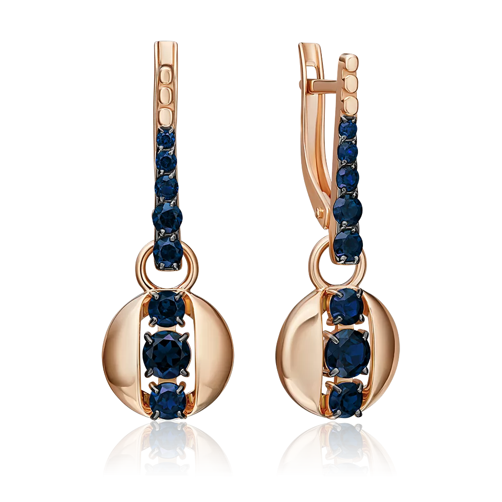 Серьги с английским замком из красного золота с сапфирами 02-5401-00-102-1110
