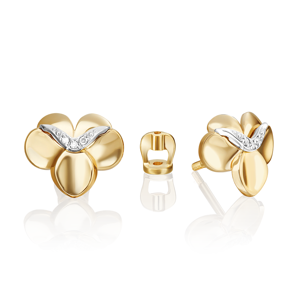 Серьги-пусеты из комбинированного золота с бриллиантами 02-4999-00-101-1121