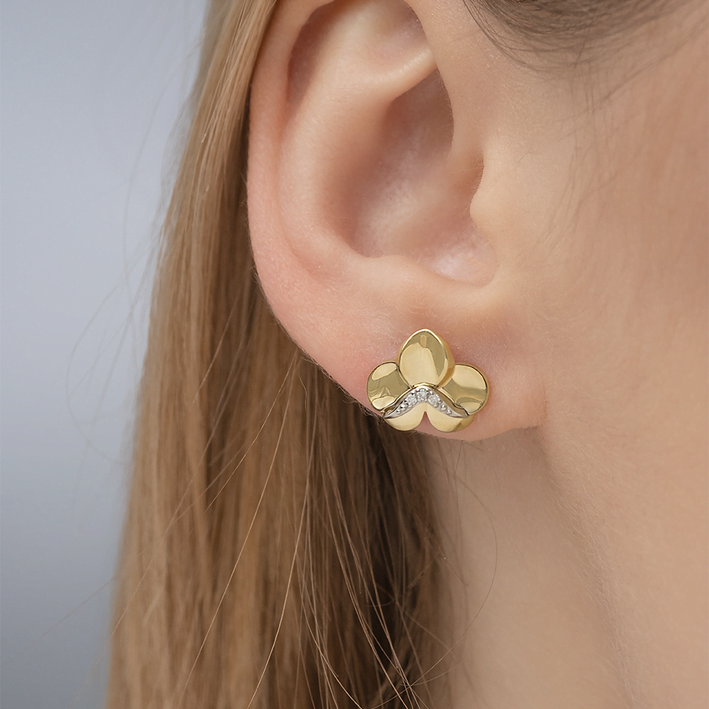 Серьги-пусеты из комбинированного золота с бриллиантами 02-4999-00-101-1121