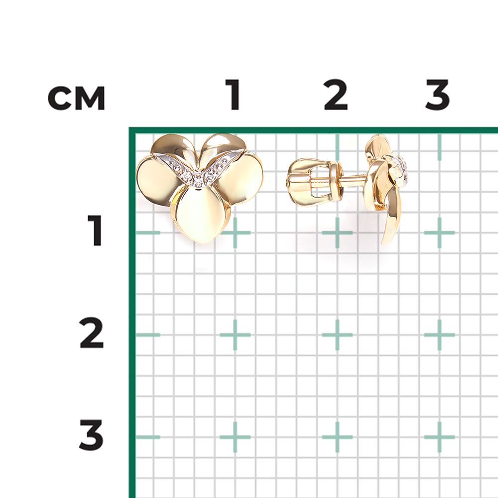 Серьги-пусеты из комбинированного золота с бриллиантами 02-4999-00-101-1121